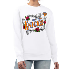 New York Knicks G-III 4Her by Carl Banks Women's Roses Fleece Tri-Blend Sweatshirt White - NBA