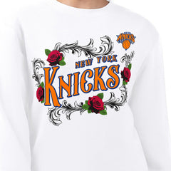 New York Knicks G-III 4Her by Carl Banks Women's Roses Fleece Tri-Blend Sweatshirt White - NBA
