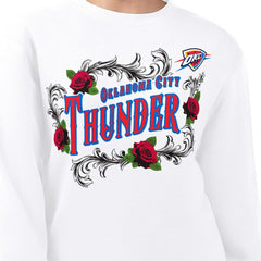 Oklahoma City Thunder G-III 4Her by Carl Banks Women's Roses Fleece Tri-Blend Sweatshirt White - NBA