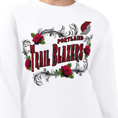 Portland Trail Blazers G-III 4Her by Carl Banks Women's Roses Fleece Tri-Blend Sweatshirt White - NBA