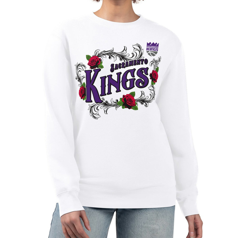 Sacramento Kings G-III 4Her by Carl Banks Women's Roses Fleece Tri-Blend Sweatshirt White - NBA