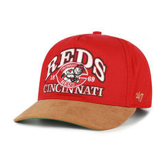 Cincinnati Reds '47 Cooperstown Break Wood Suede Hitch Adjustable Hat - MLB