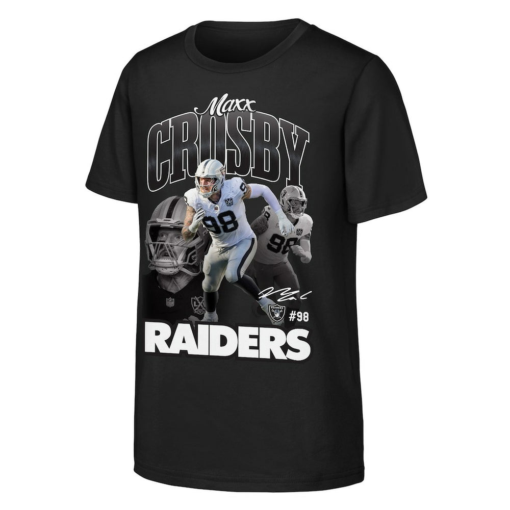 Maxx Crosby Las Vegas Raiders Outerstuff Youth Triple Pic T-Shirt Black | NFL