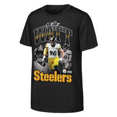 T.J. Watt Pittsburgh Steelers Outerstuff Youth Triple Pic T-Shirt Black | NFL