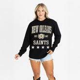 New Orleans Saints Gameday Couture Women's Oversized Everyday Star Long Sleeve T-Shirt Black | NFL