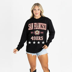 San Francisco 49ers Gameday Couture Women's Oversized Everyday Star Long Sleeve T-Shirt Black | NFL