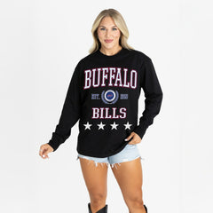 Buffalo Bills Gameday Couture Women's Oversized Everyday Star Long Sleeve T-Shirt Black | NFL