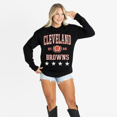 Cleveland Browns Gameday Couture Women's Oversized Everyday Star Long Sleeve T-Shirt Black | NFL