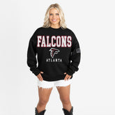 Atlanta Falcons Gameday Couture Women's Oversized Level Up Black Label Premium Fleece Sweatshirt Black | NFL