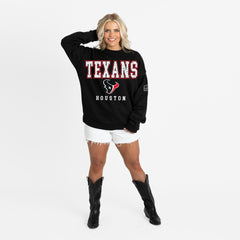 Houston Texans Gameday Couture Women's Oversized Level Up Black Label Premium Fleece Sweatshirt Black | NFL