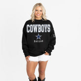 Dallas Cowboys Gameday Couture Women's Oversized Level Up Black Label Premium Fleece Sweatshirt Black | NFL