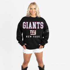 New York Giants Gameday Couture Women's Oversized Level Up Black Label Premium Fleece Sweatshirt Black | NFL