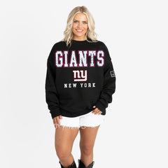 New York Giants Gameday Couture Women's Oversized Level Up Black Label Premium Fleece Sweatshirt Black | NFL