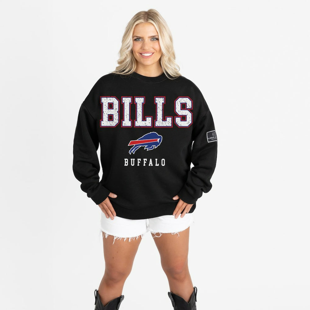 Buffalo Bills Gameday Couture Women's Oversized Level Up Black Label Premium Fleece Sweatshirt Black | NFL