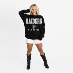 Las Vegas Raiders Gameday Couture Women's Oversized Level Up Black Label Premium Fleece Sweatshirt Black | NFL