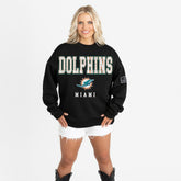 Miami Dolphins Gameday Couture Women's Oversized Level Up Black Label Premium Fleece Sweatshirt Black | NFL