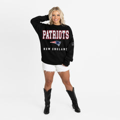 New England Patriots Gameday Couture Women's Oversized Level Up Black Label Premium Fleece Sweatshirt Black | NFL