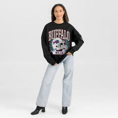 Buffalo Bills Gameday Couture Women's Oversized Victory Lane Black Label Premium Fleece Sweatshirt Black | NFL