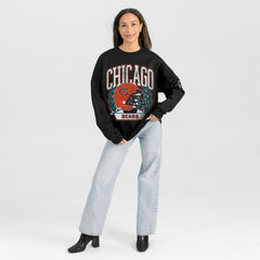 Chicago Bears Gameday Couture Women's Oversized Victory Lane Black Label Premium Fleece Sweatshirt Black | NFL