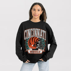 Cincinnati Bengals Gameday Couture Women's Oversized Victory Lane Black Label Premium Fleece Sweatshirt Black | NFL