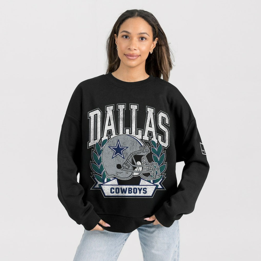 Dallas Cowboys Gameday Couture Women's Oversized Victory Lane Black Label Premium Fleece Sweatshirt Black | NFL