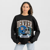 Denver Broncos Gameday Couture Women's Oversized Victory Lane Black Label Premium Fleece Sweatshirt Black | NFL
