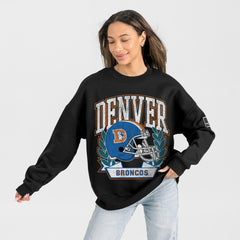 Denver Broncos Gameday Couture Women's Oversized Victory Lane Black Label Premium Fleece Sweatshirt Black | NFL