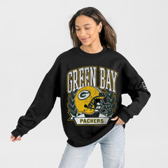 Green Bay Packers Gameday Couture Women's Oversized Victory Lane Black Label Premium Fleece Sweatshirt Black | NFL