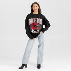 Houston Texans Gameday Couture Women's Oversized Victory Lane Black Label Premium Fleece Sweatshirt Black | NFL