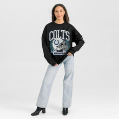 Indianapolis Colts Gameday Couture Women's Oversized Victory Lane Black Label Premium Fleece Sweatshirt Black | NFL