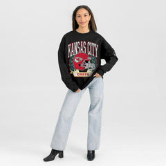 Kansas City Chiefs Gameday Couture Women's Oversized Victory Lane Black Label Premium Fleece Sweatshirt Black | NFL