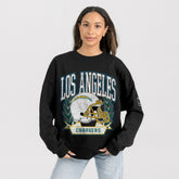 Los Angeles Chargers Gameday Couture Women's Oversized Victory Lane Black Label Premium Fleece Sweatshirt Black | NFL