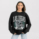 Las Vegas Raiders Gameday Couture Women's Oversized Victory Lane Black Label Premium Fleece Sweatshirt Black | NFL