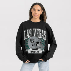 Las Vegas Raiders Gameday Couture Women's Oversized Victory Lane Black Label Premium Fleece Sweatshirt Black | NFL