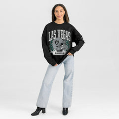 Las Vegas Raiders Gameday Couture Women's Oversized Victory Lane Black Label Premium Fleece Sweatshirt Black | NFL