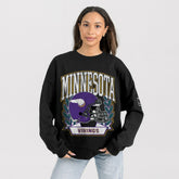 Minnesota Vikings Gameday Couture Women's Oversized Victory Lane Black Label Premium Fleece Sweatshirt Black | NFL