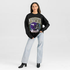 Minnesota Vikings Gameday Couture Women's Oversized Victory Lane Black Label Premium Fleece Sweatshirt Black | NFL
