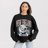 New England Patriots Gameday Couture Women's Oversized Victory Lane Black Label Premium Fleece Sweatshirt Black | NFL