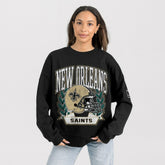 New Orleans Saints Gameday Couture Women's Oversized Victory Lane Black Label Premium Fleece Sweatshirt Black | NFL