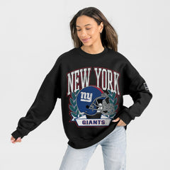 New York Giants Gameday Couture Women's Oversized Victory Lane Black Label Premium Fleece Sweatshirt Black | NFL