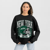 New York Jets Gameday Couture Women's Oversized Victory Lane Black Label Premium Fleece Sweatshirt Black | NFL