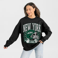 New York Jets Gameday Couture Women's Oversized Victory Lane Black Label Premium Fleece Sweatshirt Black | NFL