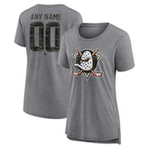 Anaheim Ducks Women's Heritage Custom Tri-Blend T-Shirt - Gray - NHL