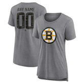 Boston Bruins Women's Heritage Custom Tri-Blend T-Shirt - Gray - NHL