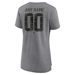 Chicago Blackhawks Women's Heritage Custom Tri-Blend T-Shirt - Gray - NHL