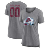 Colorado Avalanche Women's Heritage Custom Tri-Blend T-Shirt - Gray - NHL