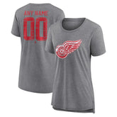 Detroit Red Wings Women's Heritage Custom Tri-Blend T-Shirt - Gray - NHL