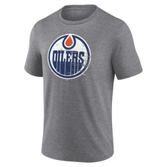 Edmonton Oilers Heritage Custom Tri-Blend T-Shirt - Gray - NHL