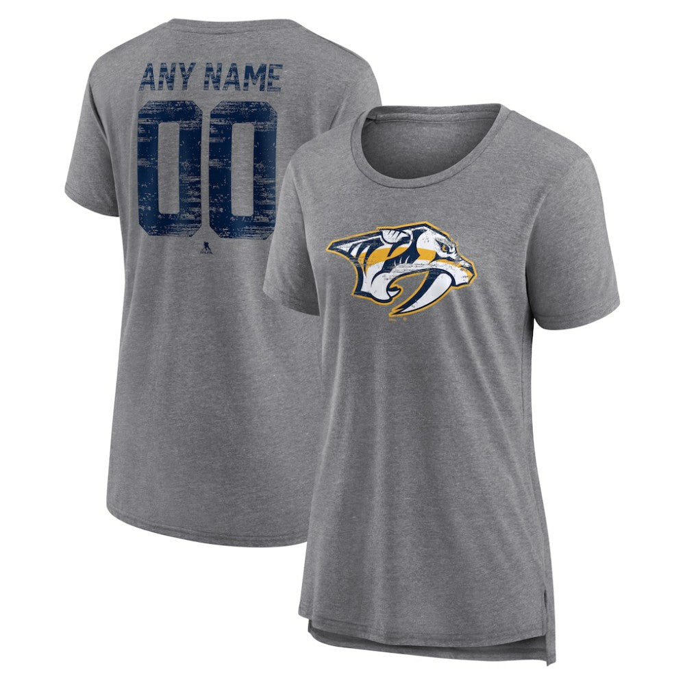 Nashville Predators Women's Heritage Custom Tri-Blend T-Shirt - Gray - NHL