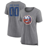 New York Islanders Women's Heritage Custom Tri-Blend T-Shirt - Gray - NHL